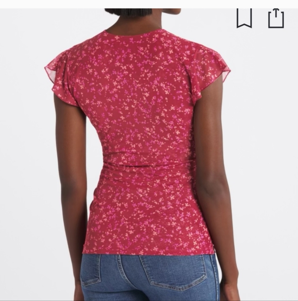 41 Hawthorn Sylvia short sleeve Flutter sleeve mesh wrap top stitch fix top - Picture 2 of 8